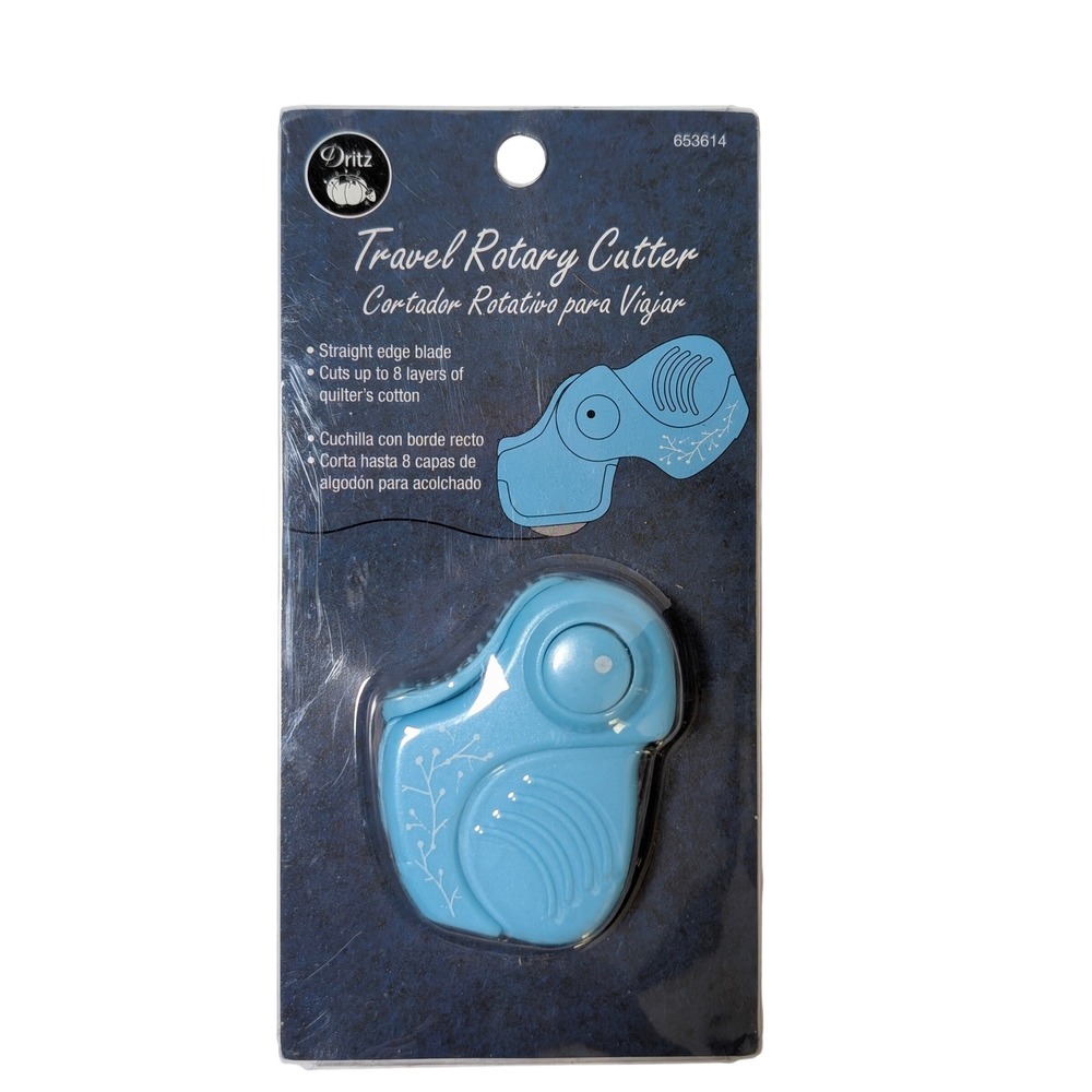 Dritz Travel Rotary Cutter Blue Bird Design Straight Edge Blade 653614 NEW‎